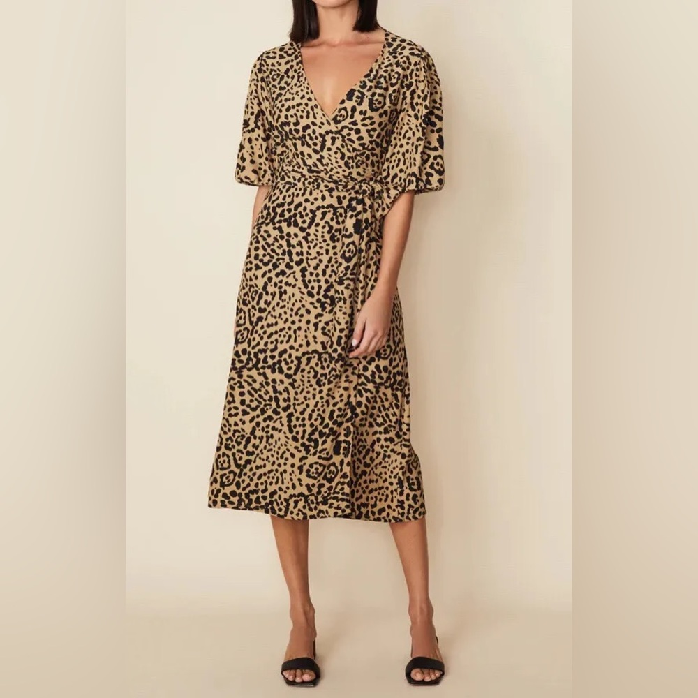FAITHFULL THE BRAND Elfrida Leopard-print Wrap Dress